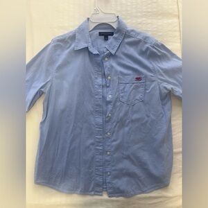 Banana Republic Sky Blue Casual Button-Down Shirt with Cute Chest Pocket
